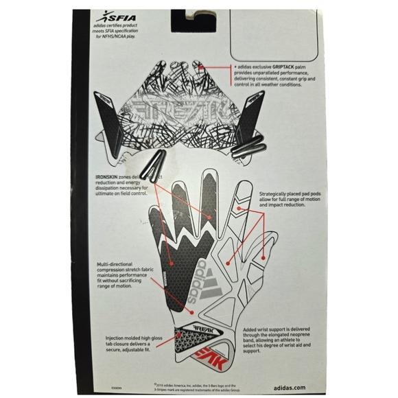 Adidas Freak 3.0 Football GripTack White & Maroon Padded Receiver Gloves Sz 4XL - Picture 7 of 13